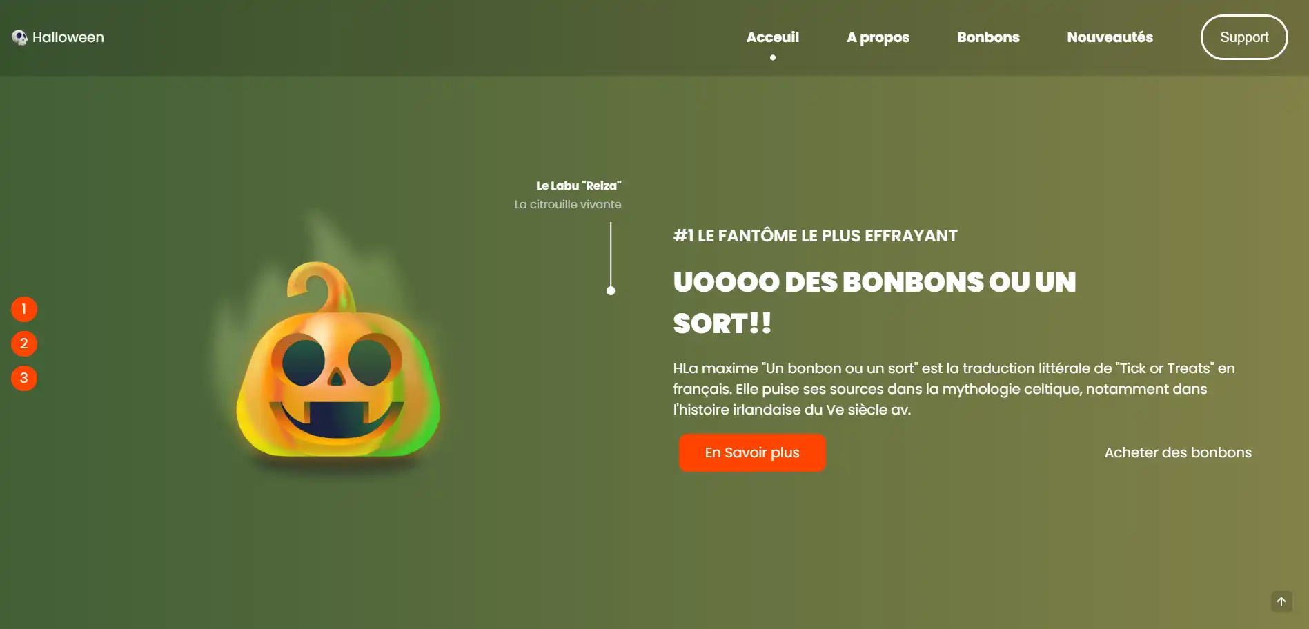 Page d'accueil du site Halloween