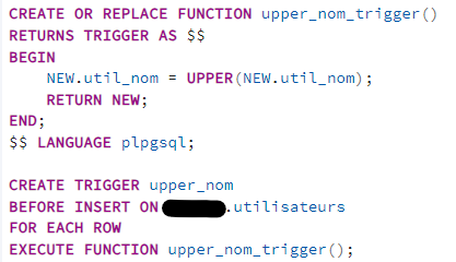 Trigger pour modifier le nom avant son entrée en base