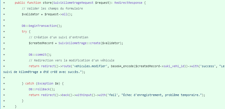 Fonction store ajoutée