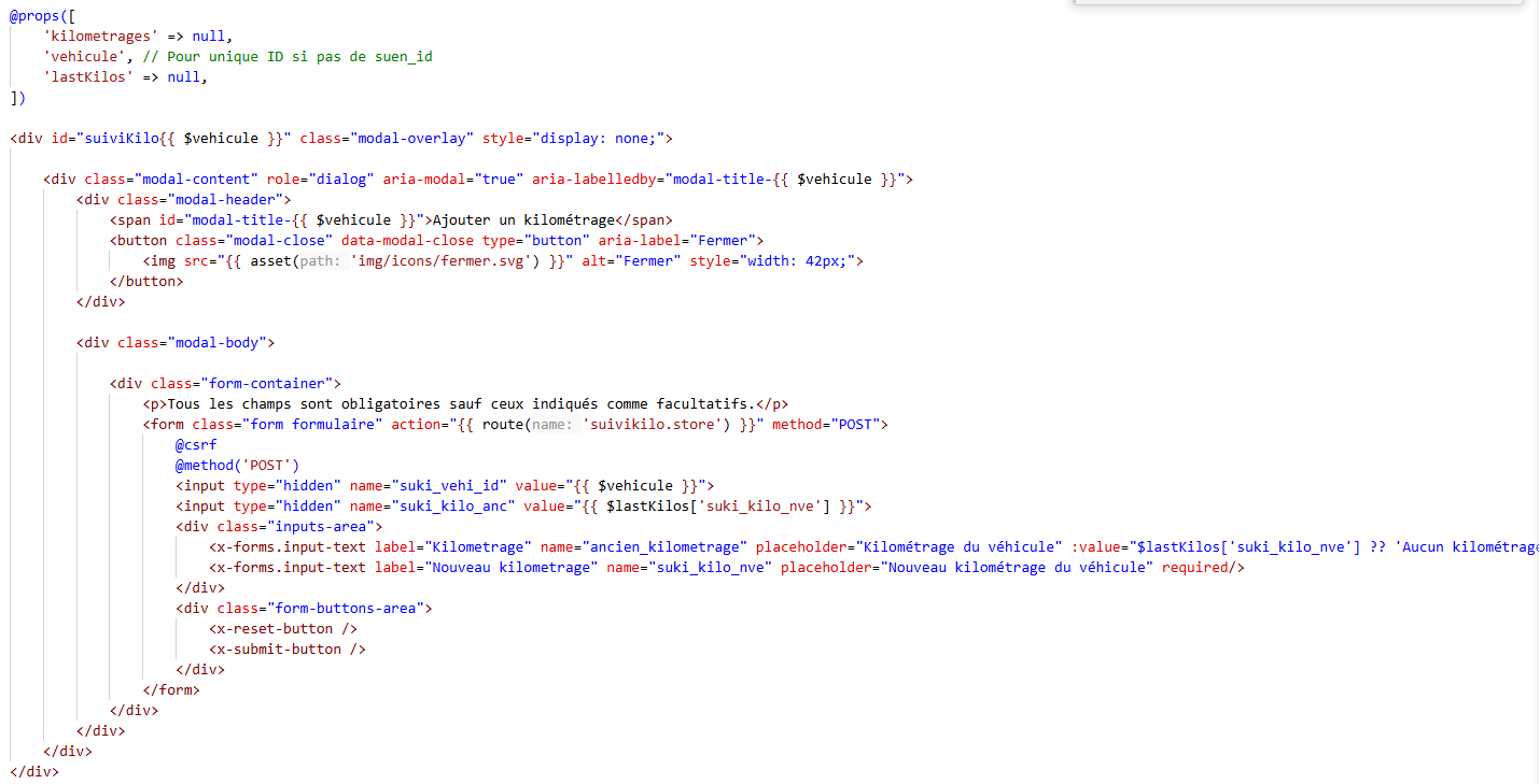 Code HTML modale