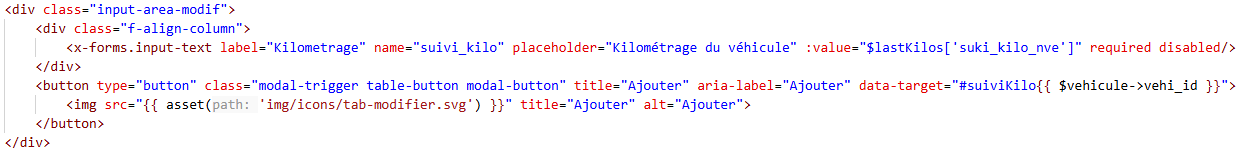 Code HTML du formulaire modifié