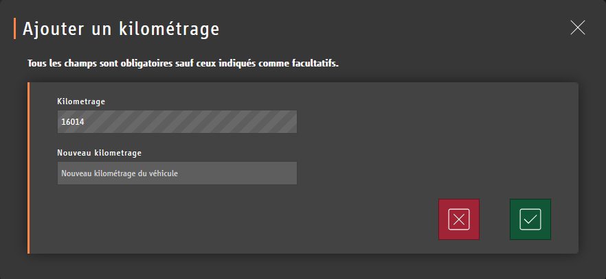 Modale suivi kilométrage