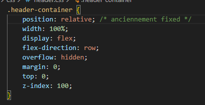 Code CSS pour la correction de la superposition des liens d'évitement sur le header