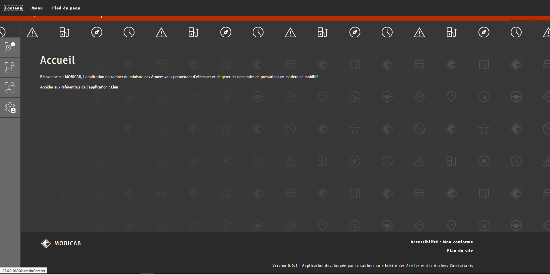 Superposition des liens d'évitement sur le header
